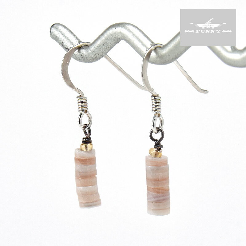 【FUNNY公式ストア】 サントドミンゴ族 カルビン・ロバト ヒシ ピアス ピンクシェル インディアンジュエリー ネイティブアメリカン アクセサリー 天然石 フ...