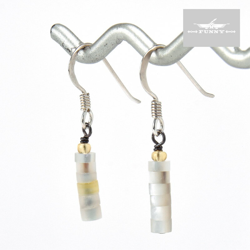 【FUNNY公式ストア】 サントドミンゴ族 カルビン・ロバト ヒシ ピアス ホワイトシェル インディアンジュエリー ネイティブアメリカン アクセサリー 天然石 ...