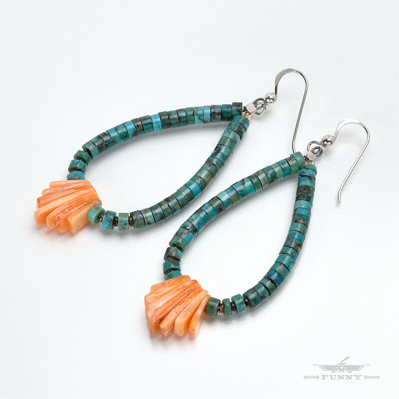 【FUNNY公式ストア】 サントドミンゴ族 カルビン・ロバト ヒシ ピアス ターコイズ スパイニーオイスター インディアンジュエリー ネイティブアメリカン アク...