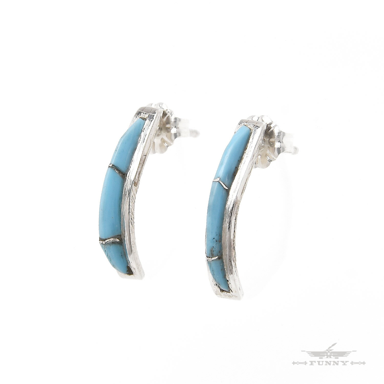 【FUNNY公式ストア】ズニ族 Kent Lonjose ターコイズ ハーフフープ ピアス インディアンジュエリー スターリングシルバー シルバー925 レディ...