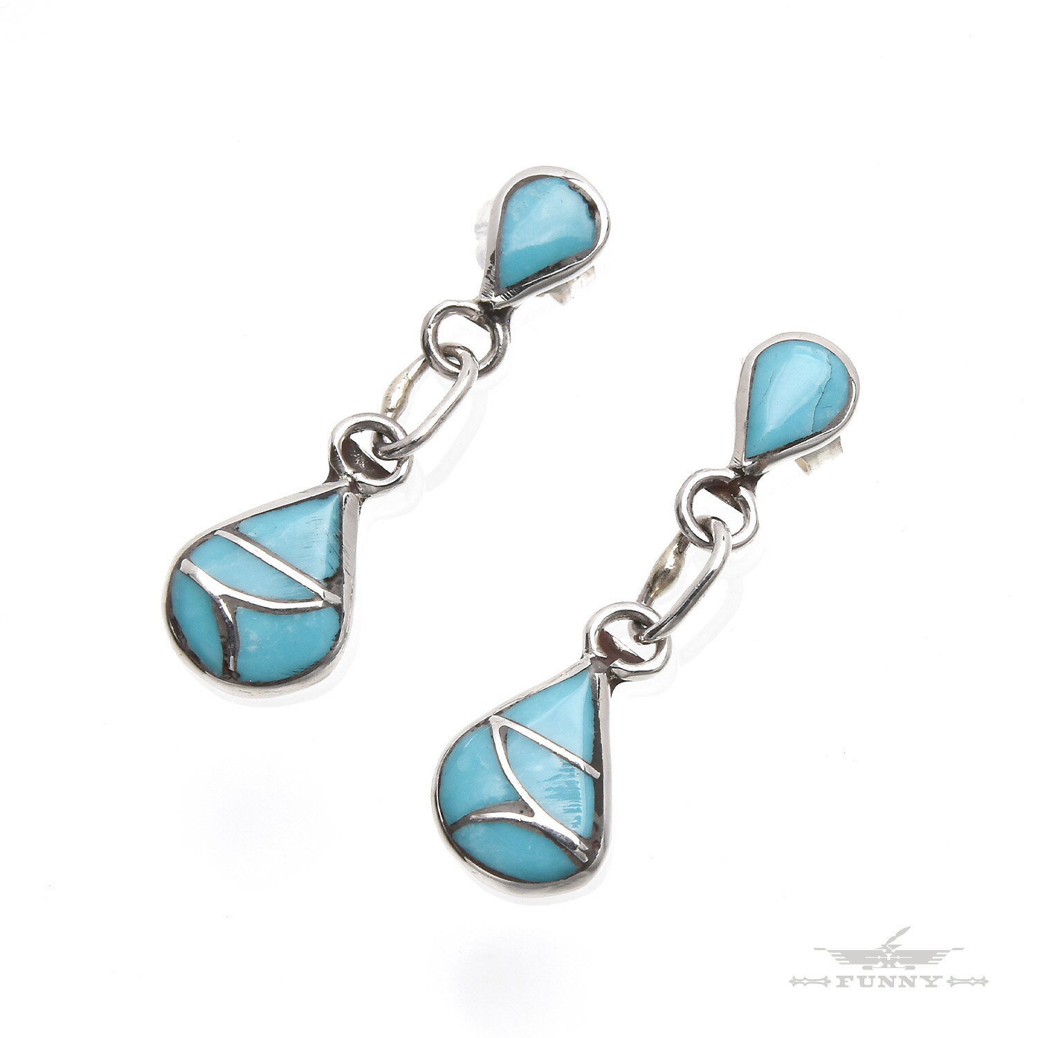 【FUNNY公式ストア】ズニ族 ターコイズ インレイ ピアス スターリングシルバー シルバー925 天然石 トルコ石 レディース 誕生日 ギフト プレゼント ア...