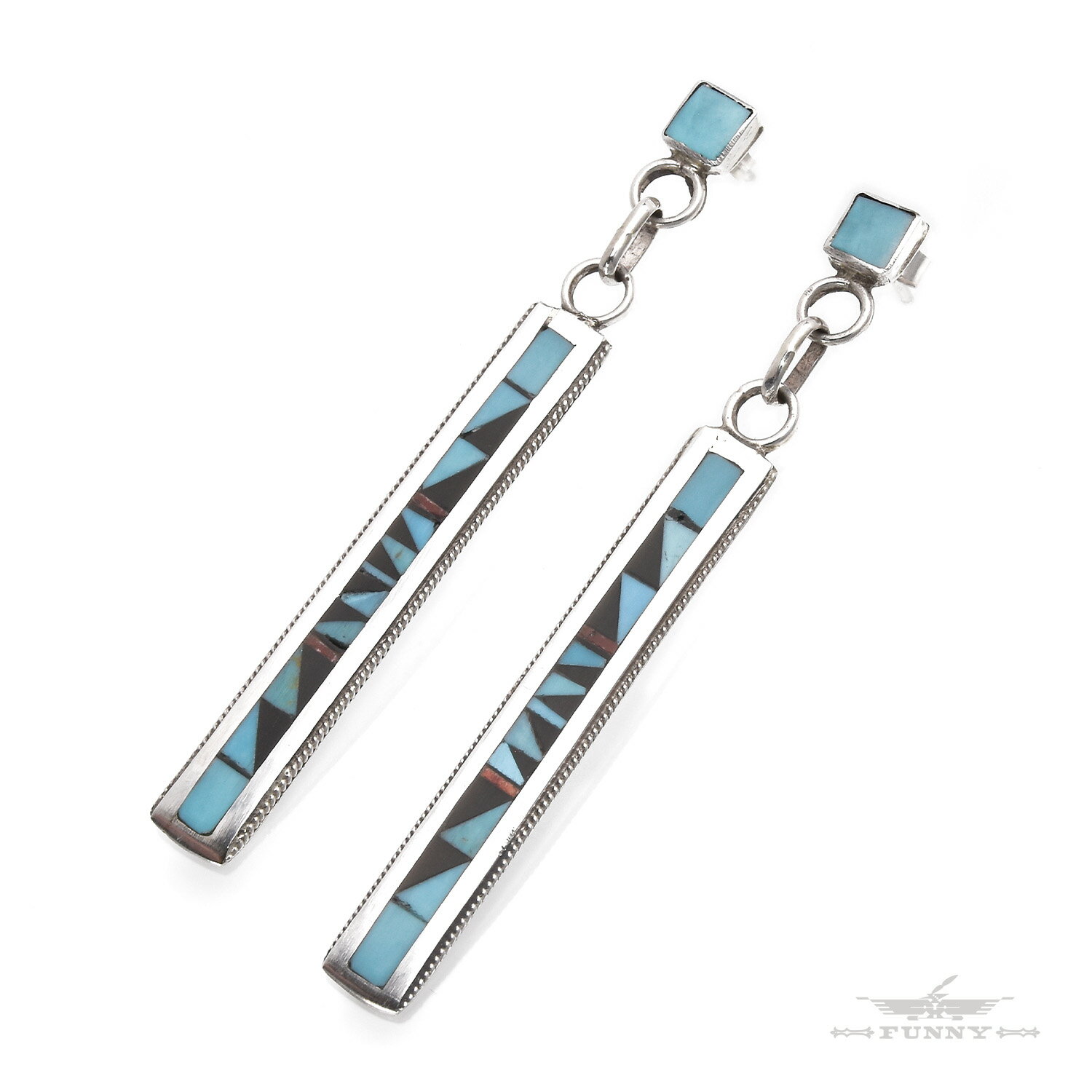 【FUNNY公式ストア】ズニ族 Phil Weahkee マルチ インレイ ピアス スターリングシルバー シルバー925 天然石 トルコ石 レディース 誕生日 ...