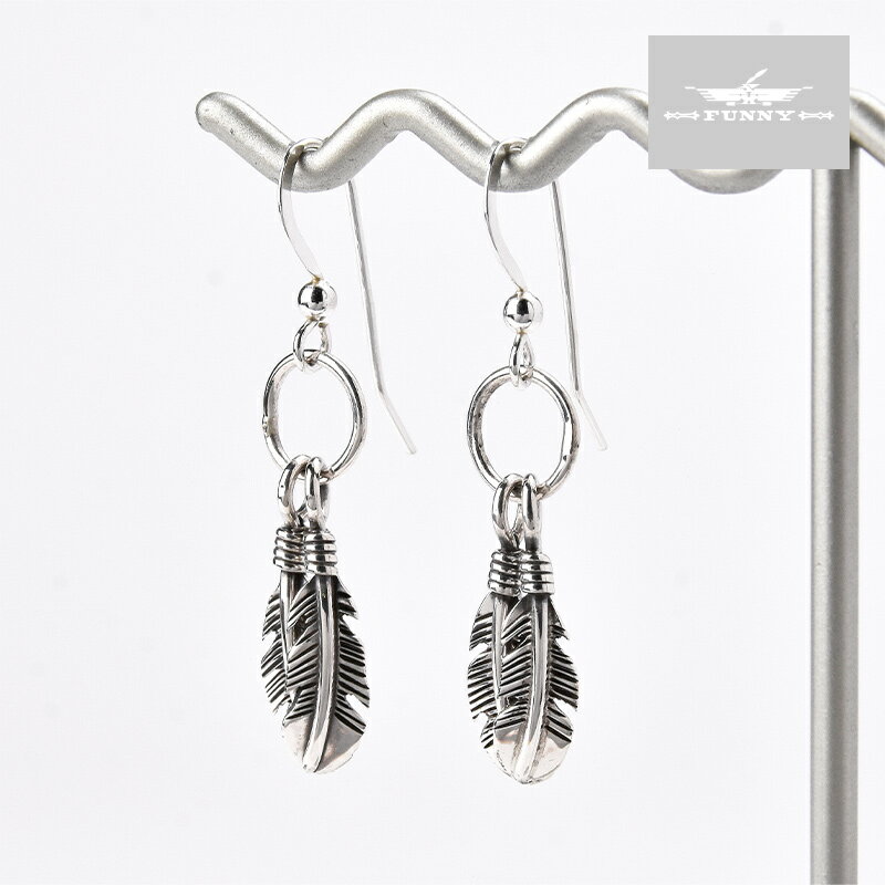【FUNNY公式ストア】 ナバホ族 ジョー・メイス フェザー ピアス スターリングシルバー 925 フック 揺れる シンプル 羽根 メンズ レディース 誕生日 ...