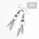 部族NAVAJO（ナバホ） 作者Annie Spencer 品名EARRING（イヤリング［ピアス］） 素材スターリングシルバー 石コーラル ターコイズ サイズ A.横幅：10mm C.全長：約57mm ●ご使用のブラウザによっては色の見え...