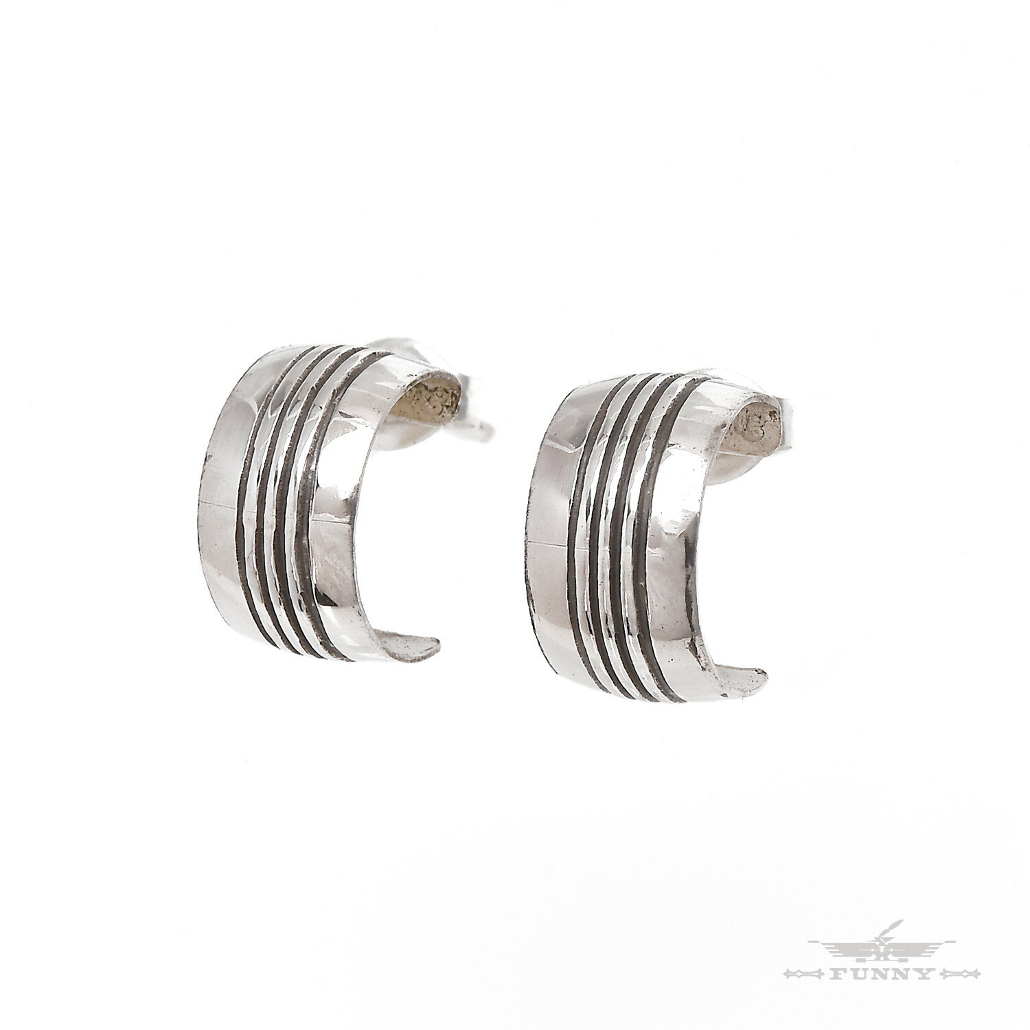 【FUNNY公式ストア】 ナバホ族 ハーフフープ ピアス スターリングシルバー 925 キャッチ シンプル メンズ レディース ユニセックス 誕生日 ギフト プ...