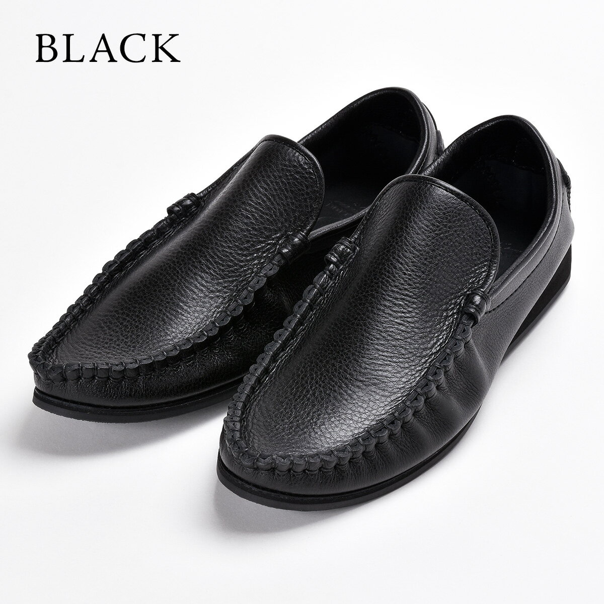 【2ヶ月以内発送】【FUNNY】 スタリオン PH モカシン エクストラシュリンク ［ブラック］ 送料無料 靴 本革 牛革 黒 レザー 男女兼用 レディース メンズ プレゼント ギフト ローファー デッキシューズ スリッポン 受注生産 オーダーメイド ファニーオリジナルモカシン