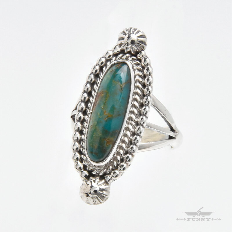【FUNNY公式ストア】 ナバホ族 Samuel Yellowhair ターコイズ スタンプワーク リング［13.5号］[15.5号..
