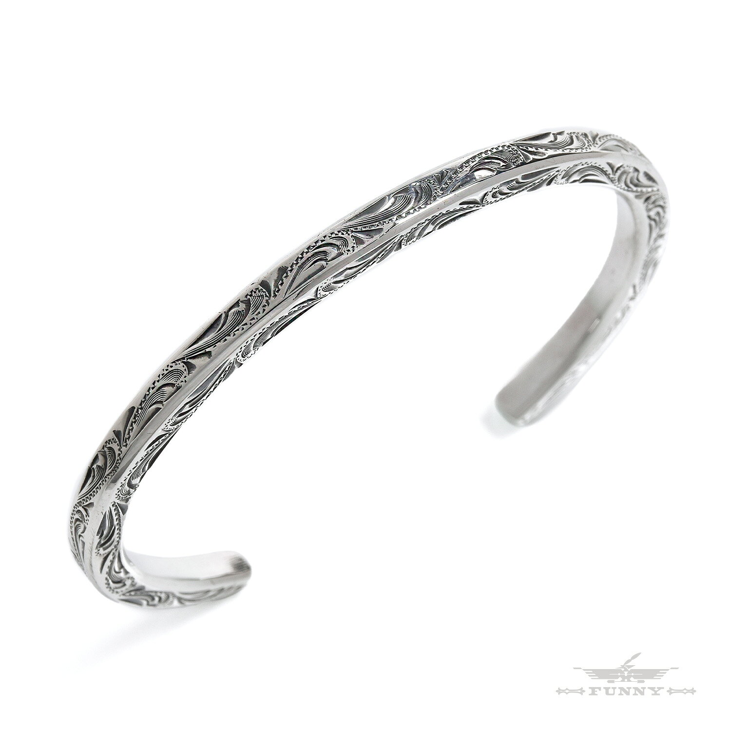 【FUNNY公式ストア】 スキニー ブレスレット スターリングシルバー 925 バングル メキシコ ウエスタン 手彫り ハンドメイド メンズ レディース バング...