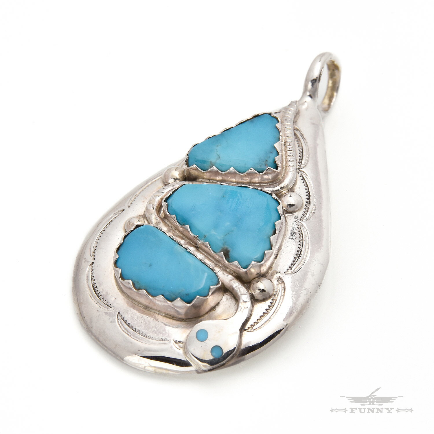 【FUNNY公式ストア】 ズニ族 Joy Calavaza ラージ ティアドロップペンダント ターコイズ ペンダント ヘビ 蛇 インディアンジュエリー ネックレ...