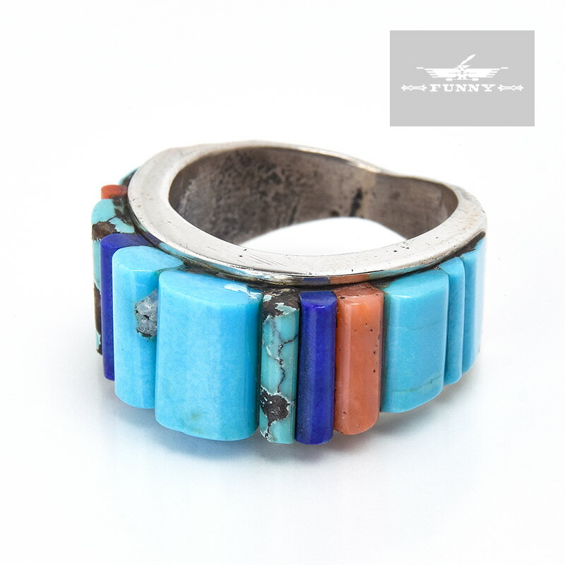 【FUNNY公式ストア】 ナバホ族 レスター・ジェームス インレイ リング [23号] ターコイズ コーラル ラピスラズリ インディアンジュエリー スターリングシルバー シルバー925 メンズ ユニセックス アクセサリー ネイティブアメリカン 誕生日 プレゼント ファニー