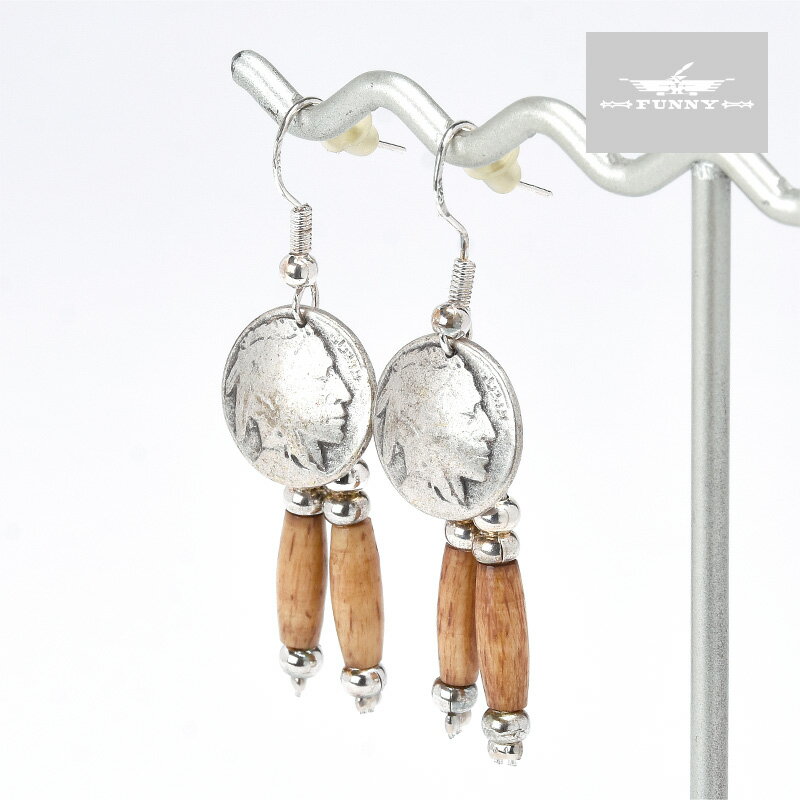 【FUNNY公式ストア】 CACTUS MOUNTAIN ボーンビーズ ピアス 【ボーン】 フック コンチョ アメカジ ビーズピアス ベージュ ブラウン カジュ...