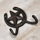 【FUNNY公式ストア】 M&Fウエスタン スター&ホースシュー ダブルフック【HORSESHOE/STAR HOOK】インテリアフック ウエスタン カウボーイ...
