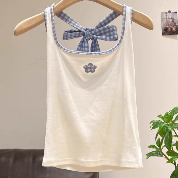 レディース トップス インナー 袖なし ノースリーブ タンクトップ ホルターネック リボン かわいい お..