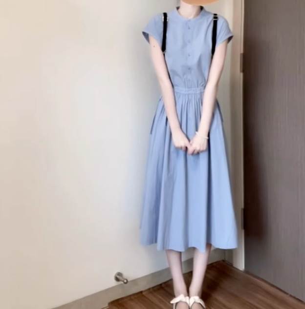 フレアワンピース シャツワンピース レディース ワンピース シャツワンピ フレア ミモレ 半袖 フレンチスリーブ ノーカラー フェミニン ウエストリボン かわいい 大人可愛い おしゃれ ガーリー 存在感 ラブリー キュート ロマンティック ナチュラル 無地 ストライプ 春