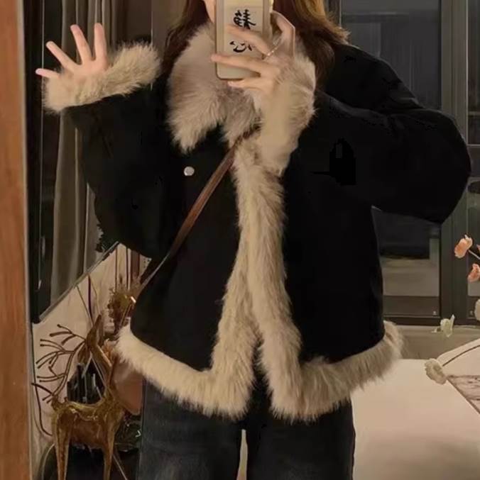 ファージャケット レディース ジャケット アウター 上着 長袖 襟付き ふわふわ ファー かわいい カジュアル おしゃれ かっこいい クール 存在感 ベーシック アクティブ ワイルド 大人っぽい 無地 春 秋 冬 ロングシーズン デート お出かけ 旅行 公園 女子会 休日