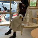 トップス アンサンブル ブラウス ニットベスト レディース 送料無料 長袖 襟なし ラウンドネック ノーカラー シャツ ベスト 2点セット ウエストマーク リボン かわいい おしゃれ ナチュラル カジュアル 茶色 ブラウン ベージュ 秋 冬