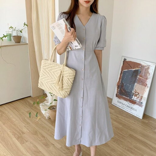 レディース シャツ ワンピース ミモレ ロング 半袖 5分袖 Vネック ノーカラー フレア Aライン 前開き パフスリーブ きれいめ リボン シンプル カジュアル 上品 おしゃれ レトロ 抜け感 春 夏 ライトブルー L XL お出かけ 送料無料 レディース シャツ ワンピース ミモレ ロング 半袖 5分袖 Vネック ノーカラー フレア Aライン 前開き パフスリーブ きれいめ リボン シンプル カジュアル 上品 おしゃれ レトロ 抜け感 春 夏 ライトブルー L XL お出かけ 送料無料