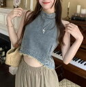 レディース トップス クロップド丈 袖なし ノースリーブ 襟なし アメカジ デニム ブルーデニム かわいい カジュアル おしゃれ かっこいい ラフ ガーリー 個性的 クール 存在感 ヴィンテージ ラブリー キュート アクティブ ワイルド 無地 春 夏 秋 学生