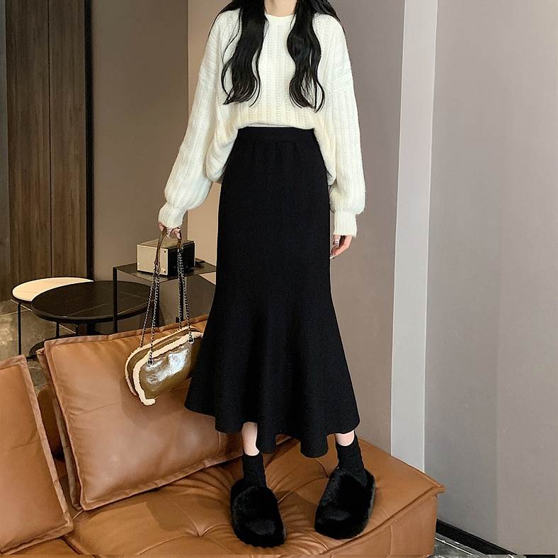 【FunnyBunny】 レディース スカート ボトムス 低身長さん ロングスカート ミモレ ベーシック おしゃれ ガーリー マーメイド 大人可愛い かわいい 主役級 ロング きれいめ フェミニン フィッシュテール ハイウエスト シンプル 存在感 Aライン(4)