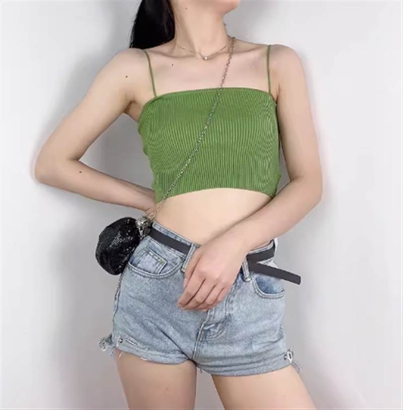 【FunnyBunny】 レディース トップス ショート キャミソール 袖なし タイト 学校 夏 個性的 存在感 大人可愛い かっこいい おしゃれ 通..