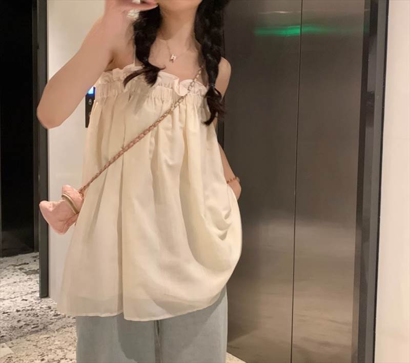 【FunnyBunny】 トップス 夏 大人可愛い ラブリー おしゃれ キャミソール レディース 襟なし かわいい ..