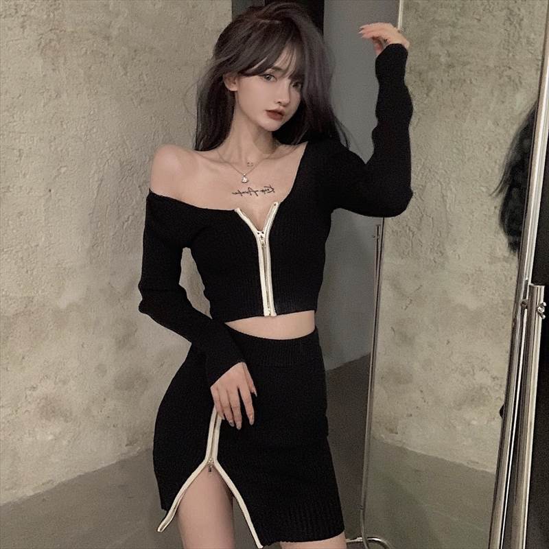 セクシー 腹チラ レディース トップス セットアップ ミニスカート ショート 袖なし Vネック タイト スリム 細身 フェミニン 前開き ボタン バイカラー 配色 伸縮性 かわいい 大人可愛い きれいめ シンプル 上品 おしゃれ こなれ感