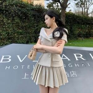 レディース スカート ボトムス セットアップ ミニスカート フレア スリム 細身 Aライン フェミニン プリーツ ツイード かわいい 大人可..