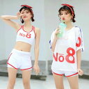 水着 レディース タンキニ 3点セット ビキニ 体型カバー オーバーTシャツ カバーアップ 大きいサイズ スポーツ風 ショートパンツ セットアップ セパレート ビーチ 海 プール(4)