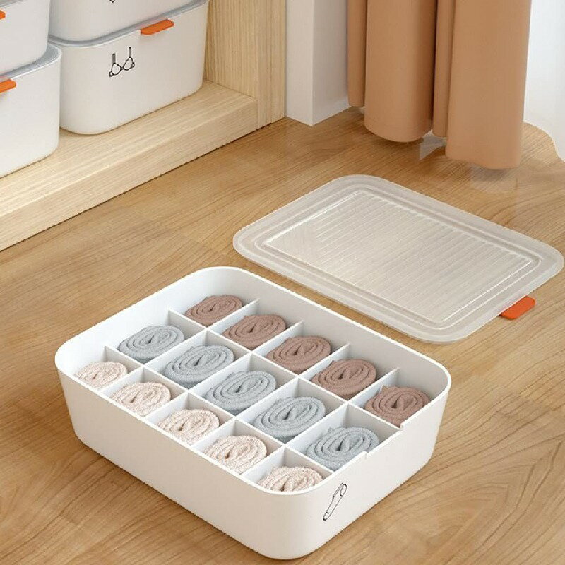 下着収納ボックス 仕切り ふた付き 15個仕切りケースボックス ネクタイ収納ケース スカーフ・ショーツ..