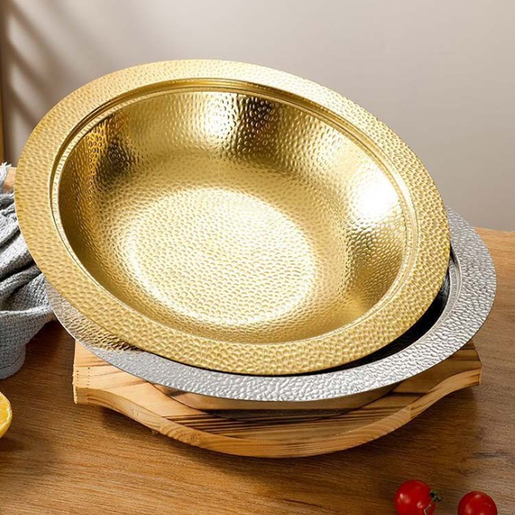 寄せ鍋 しゃぶ鍋 ステンレス 槌目 IH対応 厚手 鍋 なべ 皿 食器 卓上鍋 しゃぶしゃぶ鍋 サラダボウル 麺鉢 うどん鉢 そうめん鉢 そうめ