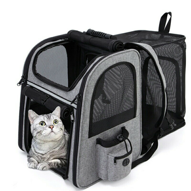 拡張可能な犬リュック猫猫キャリーバ...