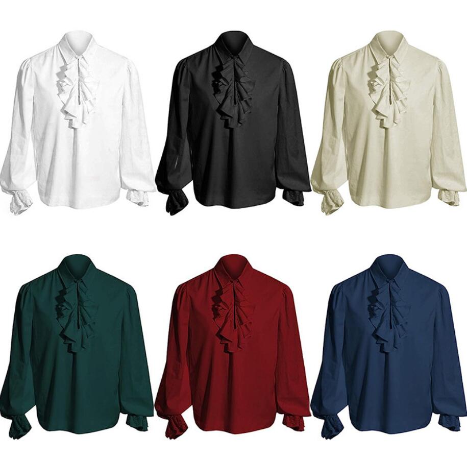 メンズハロウィンコスプレ衣装 コスチューム仮装 中世紀欧風 貴族 フリル飾り付け ヴァンパイア マジシャン オペラ メンズ社交ダンストップス 舞台ステージ衣装 cosplay パーティー イベント クリスマス 万聖節 余興 文化祭 演劇 発...