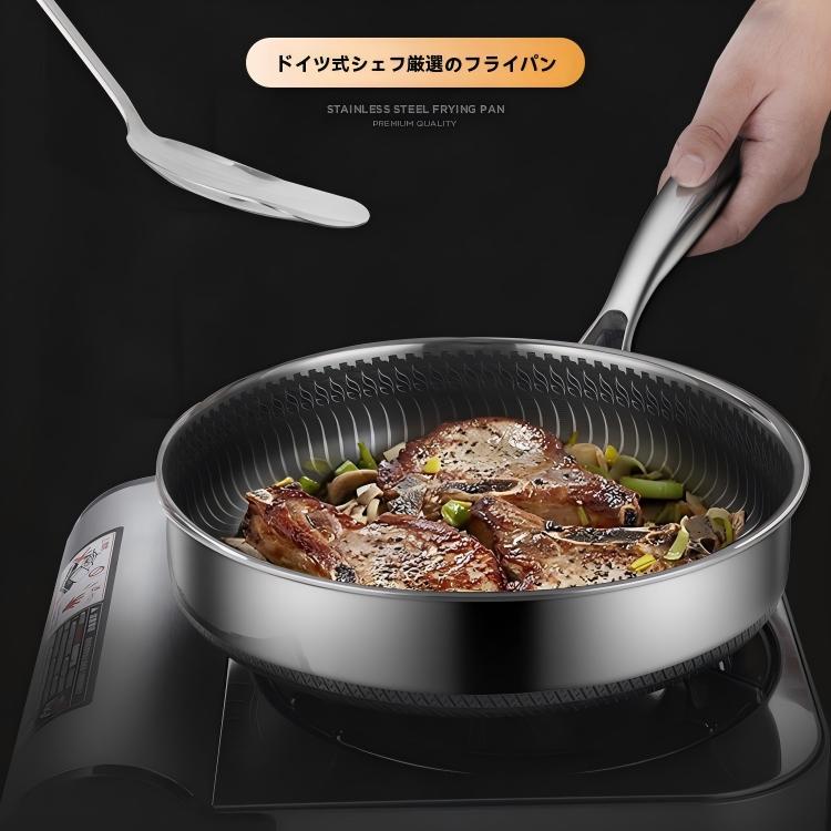 焦げ付き防止316ステンレス鋼フライパン/両面ハニカムステーキポ焦げ付き防止304ステンレス鋼フライパン/両面ハニカムステーキポット/油煙なし鍋/ステンレス鋼調理器具