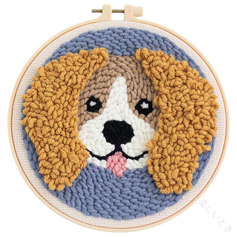 パンチニードルキット 刺繡 ペン ヤーン ニードル フープ付き 大人 キッズ DIY ド...