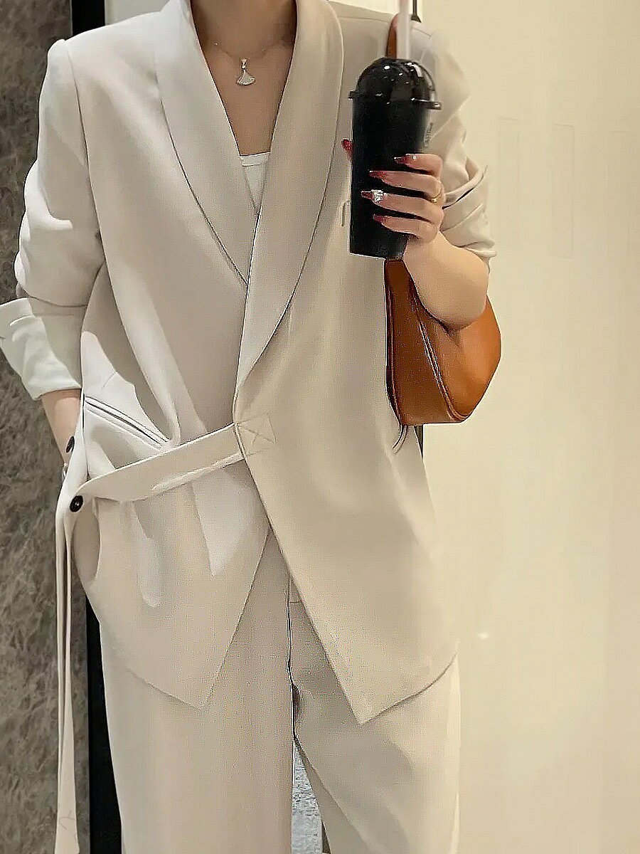 楽しいときのパンツスーツ ワイドパンツスーツ レディース セットアップ ジャケット 上下 2点セット 洗える パーティー セレモニー 面接 卒業式 就活 春 秋 スーツ フォーマル 着痩せ おしゃれ お出｜アングル3