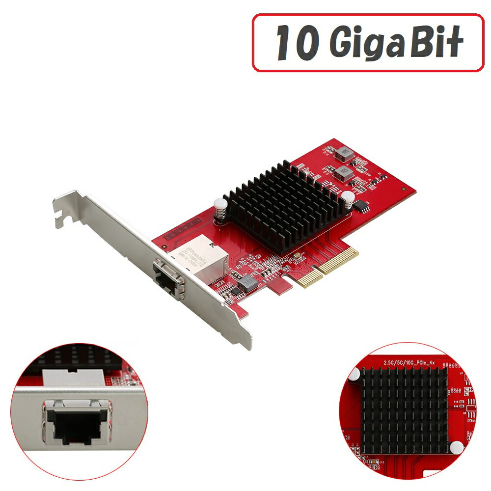 10Gbps Multi Gigabit Network adapter RJ45 PCI-Express x4 [ Aquantia AQC107 チップ 搭載 10 giga bit ギガビット LAN Ethernet card カード 11ax 10ギガビット 10giga 10GBase-T 10GBase T ネットワーク アダプター]