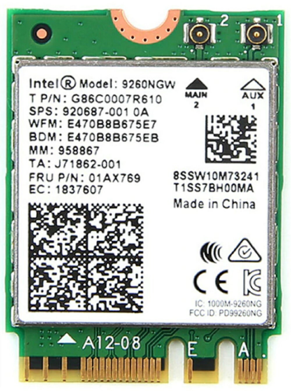 インテル Intel Wi-Fi 5 9260 NGW Wi-Fi 5 802.11AC Bluetooth 5.0 M.2/NGFF 1733Mbps ワイヤレスカード 子機 m2 m.2 note ノート パソコン アップグレード