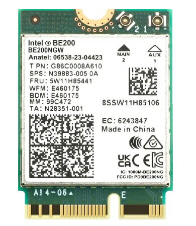 intel インテル WiFi カード BE200 NGW bluetooth 11ax WiFi7 ワイヤレスカード [ 子機 m2 m.2 note ノート パソコン アップグレード ゲーミング 高性能 安定 ]