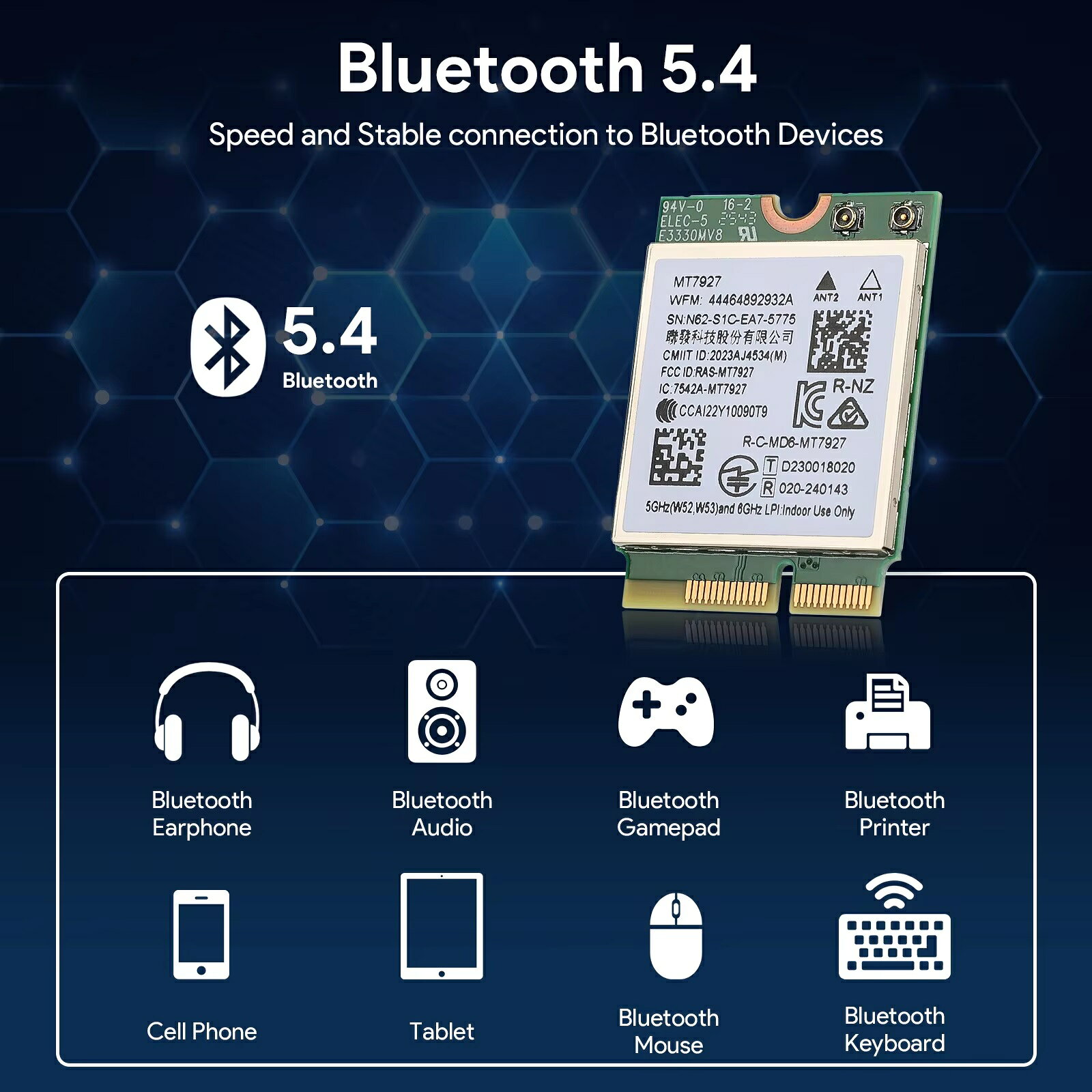 MediaTek WiFi カード MT7927 bluetooth 5.4 WiFi 7 ワイヤレスカード [ 子機 m2 m...