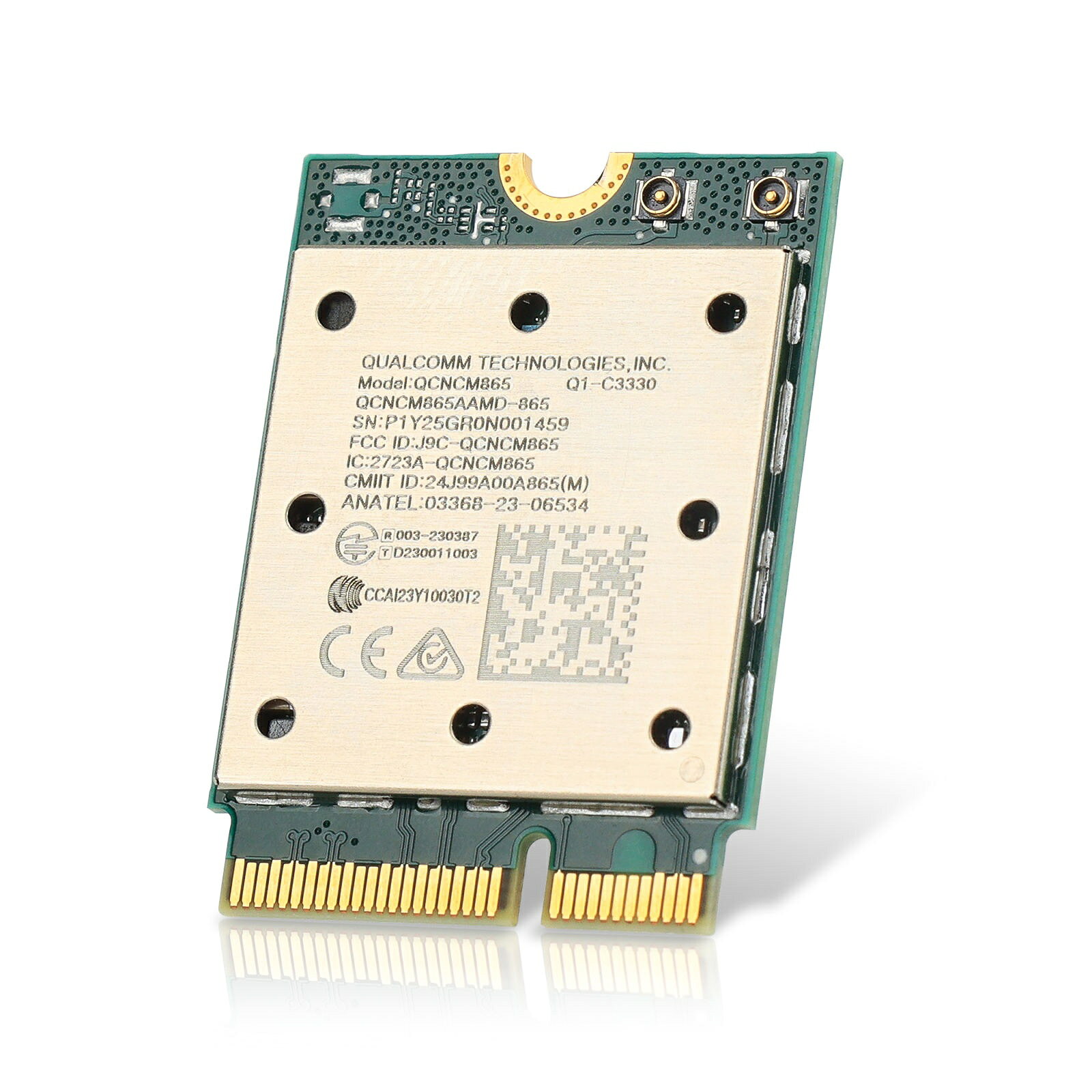 ・商品内容 ・WiFi最新規格 WiFi7 に対応した Qualcomm WiFi カード QCNCM865 の販売です。 ・IEEE 802.11 a/b/g/n/ac/ax/be Wi-Fi 7 トライバンド 2.4 GHz / 5 GHz / 6 GHz ・インタフェース：M.2 2230 ・AMD 製の CPU をご利用で intel 製 WiFi モジュール( BE200 など) との 相性問題が発生している場合、このQualcomm 製 WiFi に変更することで 相性問題を改善できる場合があります。 ・別売のライザーカードを使用すればデスクトップのPCI-Express x1 スロットにも搭載可能 ・対応OS : Windows11 64bit (windows 10 には非対応) ・WiFi 7 規格対応、Bluetooth 5.4 搭載。MU-MIMO によりアクセスポイントでデータを複数クライアントに同時送信することができます。 ・パッケージ内容：Qualcomm QCNCM865 ×1 ※　この製品にはデバイスドライバーが付属しません。対応OSは windows11 64bitです。windows7,8,8.1, 10用のドライバーは提供されていません。 事前にWindows Update で windows11 64 bit OS を最新の状態にしてから、本製品を取り付けてください。自動でデバイスドライバーがインストールされ使用できるようになります。 ※　自動でデバイスドライバーがインストールされなかった場合は、下記サイトから FASTCONNECT 7800 で検索してQualcomm の QCNCM865 に対応したデバイスドライバーをご自身でインストールしてください。 www.catalog.update.microsoft.com/Search.aspx?q=FASTCONNECT 7800 ・配送はヤマト運輸のネコポスで営業日の午前中までの受注分は当日出荷しています。 ・商品は販売価格を抑えるためにエコ梱包となっていますが、商品そのものが濡れないように防水対策と衝撃対策がされています。 ・注意事項：お使いのモニターの発色具合によって、実際のものと色が異なる場合がございます。