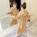 ルームウェア 部屋着 ネクリジェ フード付 ナイトウェア 子供服 着る毛布 パジャマ ワンピース ボアフリース あったか 女の子 レディース 寝巻き フリル 1...