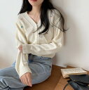 小花刺繍カーディガン カーディガン ニットカーディガン Vネック ボタン 長袖カーディガン レディース 刺繍カーディガン 羽織り カジュアル 寒さ対策 春 秋 ショート丈 柔らかい(4)