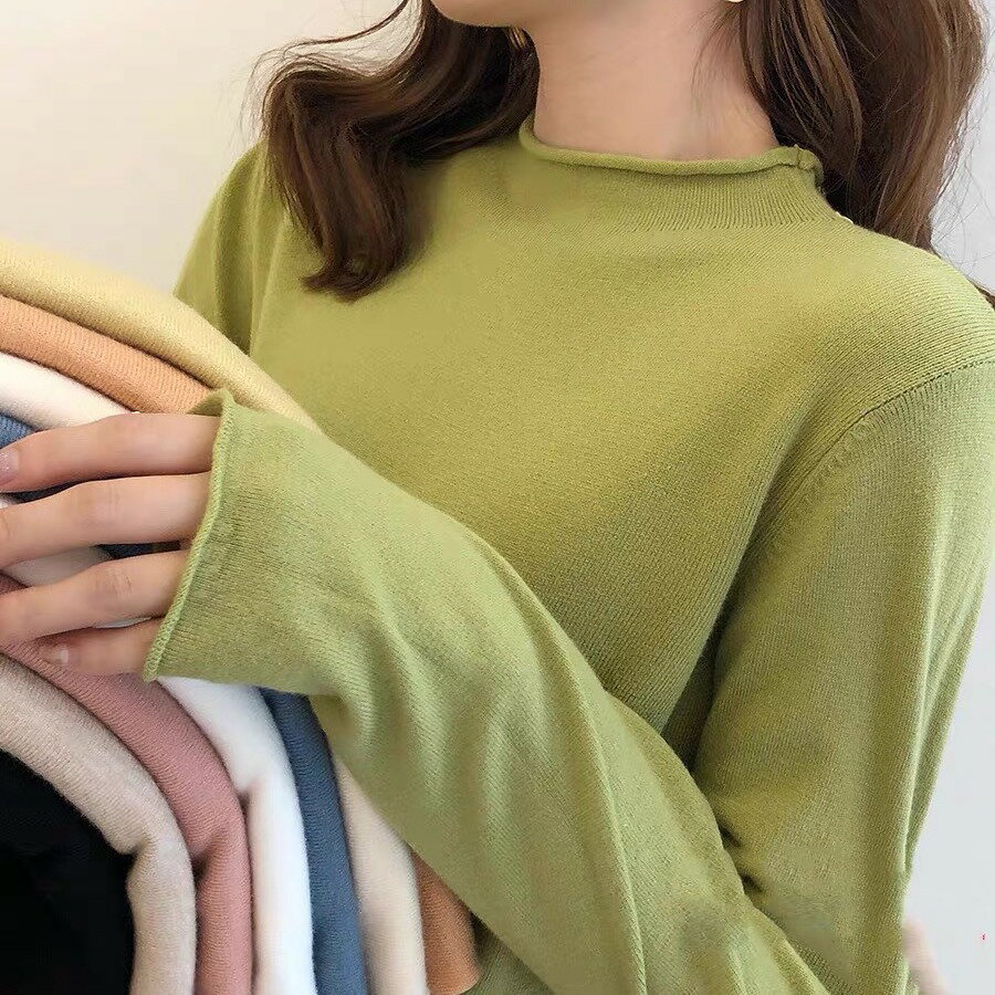 全9色！ニットソー レディース ニットトップス ニット セーター 無地ニット 長袖 秋冬 インナー 薄手 秋 冬 シンプル おしゃれ