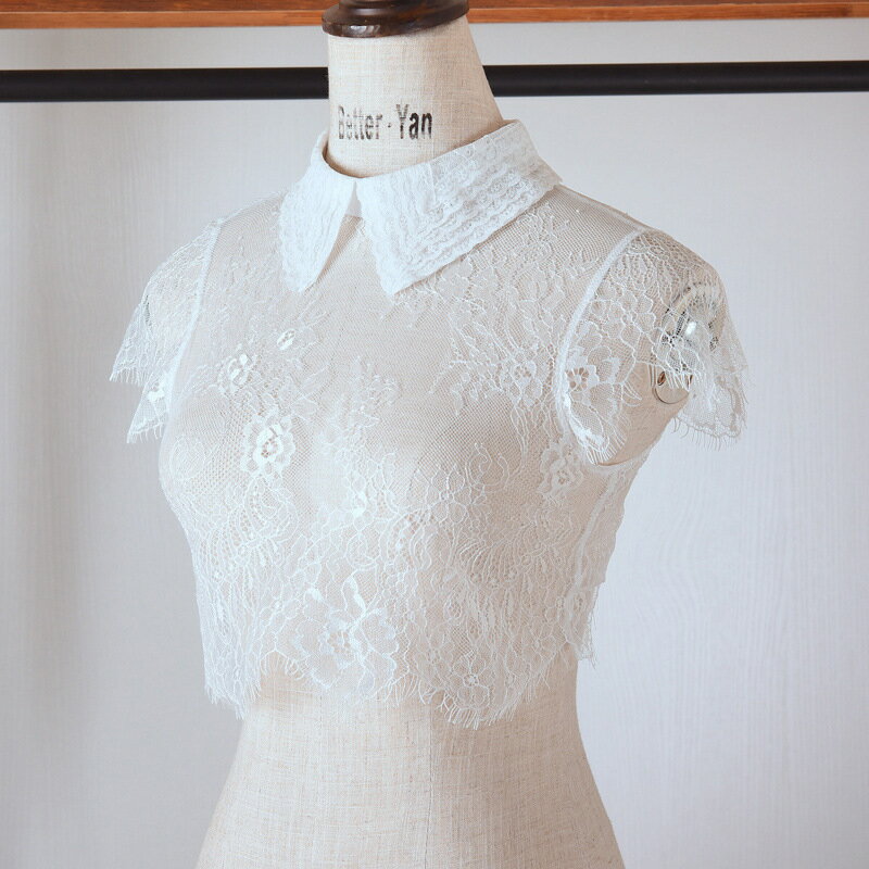 付け襟 シャツ衿 シャツ襟 フェイクシャツ つけえり つけ襟 レース 透け感 フラワーレース ファッション小物 レディース 送料無料