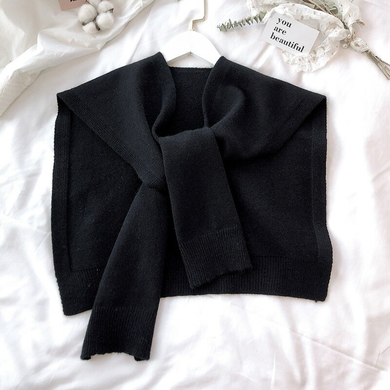 全10色!セーラー風付け襟 レディース ショール ニットショール 付け襟 つけ襟 セーラー襟 セーラーカラー ショール風 フェイク襟 レイヤード アクセント無地 秋冬 可愛い 送料無料