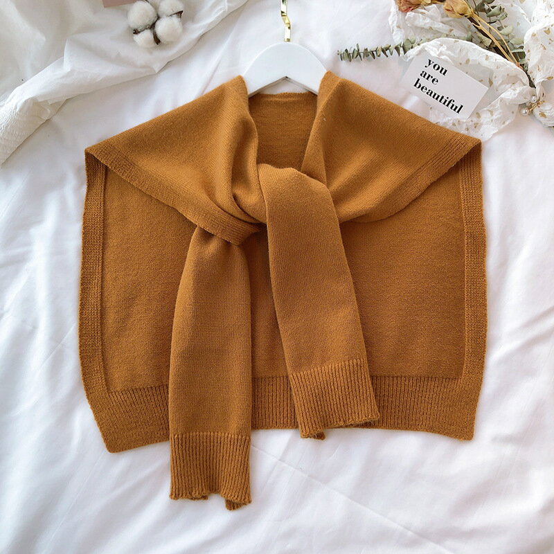 全10色!セーラー風付け襟 レディース ショール ニットショール 付け襟 つけ襟 セーラー襟 セーラーカラー ショール風 フェイク襟 レイヤード アクセント無地 秋冬 可愛い 送料無料