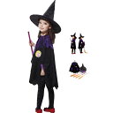 送料無料 3点セット ハロウィン 衣装 子供 魔女 コスプレ キッズ 女の子 ワンピース 帽子 ほうき コスチューム 子供用 ハロウィーン仮装 衣装 小悪魔 魔...