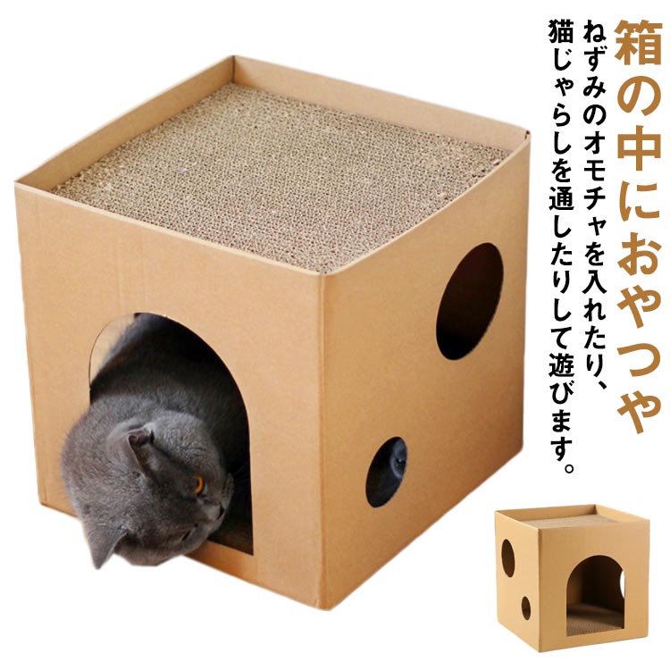 猫 おもちゃ 猫箱 ボックス ベッド 遊び ねこ ネコ 玩具 オモチャ 小屋 室内 ストレス発散 運動不足 対策 多頭飼い シニア キャット 猫用 猫ベッド ペット用品 ペットグッズ 猫ハウス 知育 爪が傷まない 安全