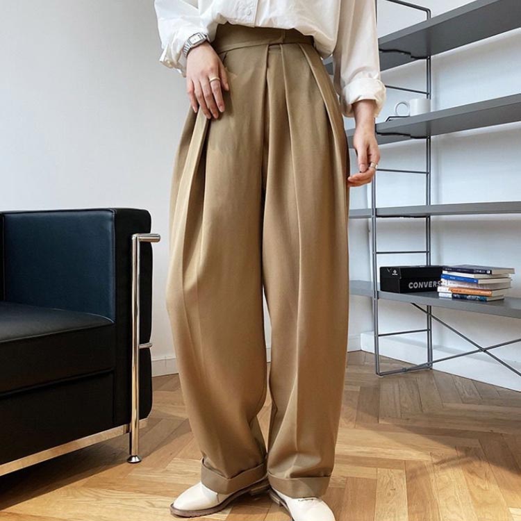 タックワイドパンツ ボトムス 美シルエット ハイウエスト ワイドパンツ カジュアル きれいめ おしゃれ 体型カバー 韓国ファッション フォーマル 通勤 セレモニー ストレッチ ゆったり 薄手 可愛い 春夏秋 ストレート M L 送料無料