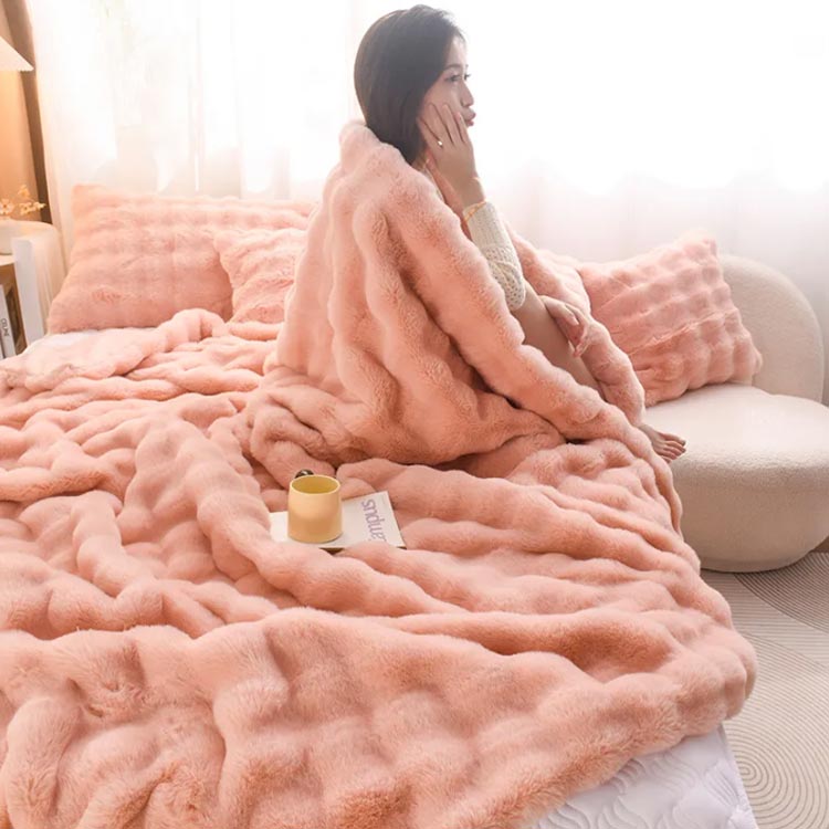 ふわふわ もこもこ 毛布 もこもこ毛布 ブランケット 掛け毛布 ダブル ひざ掛け もうふ 毛布 おしゃれ 韓国 マイクロファイバー フランネル やわらか あったか 暖かい 大判 厚手 秋冬 ビットファー調 高級感 洗える インテリア 寝具 180×200cm